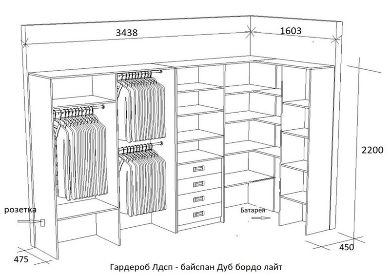 Эскиз гардеробного шкафа, который заказал Брестский облисполком
