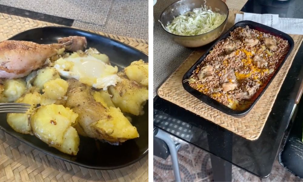 Меню тиктокера из продуктов, купленных во время эксперимента. Скриншот из TikTok.