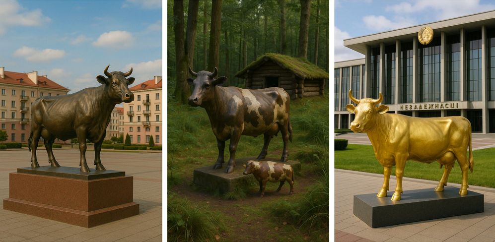 Варианты памятника корове, который хочет поставить Лукашенко.