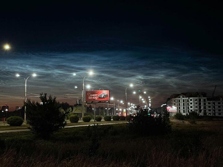 Серебристые облака над Брестом. Фото: Телеграм.