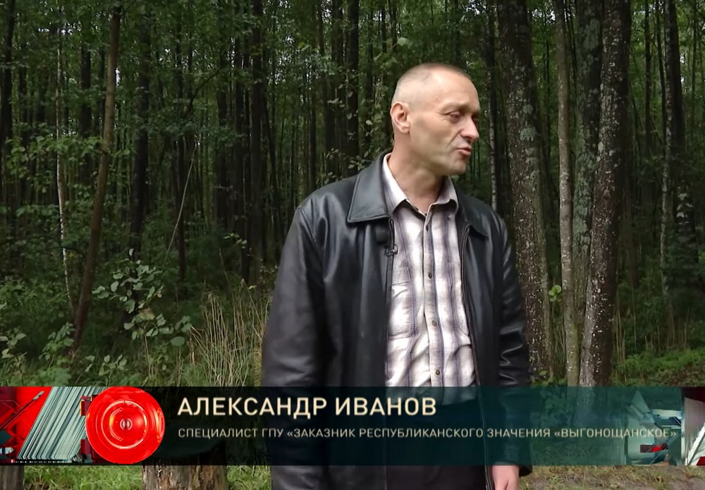 Специалист заказника «Выгонощанское» Александр Иванов. Скриншот видео ОНТ