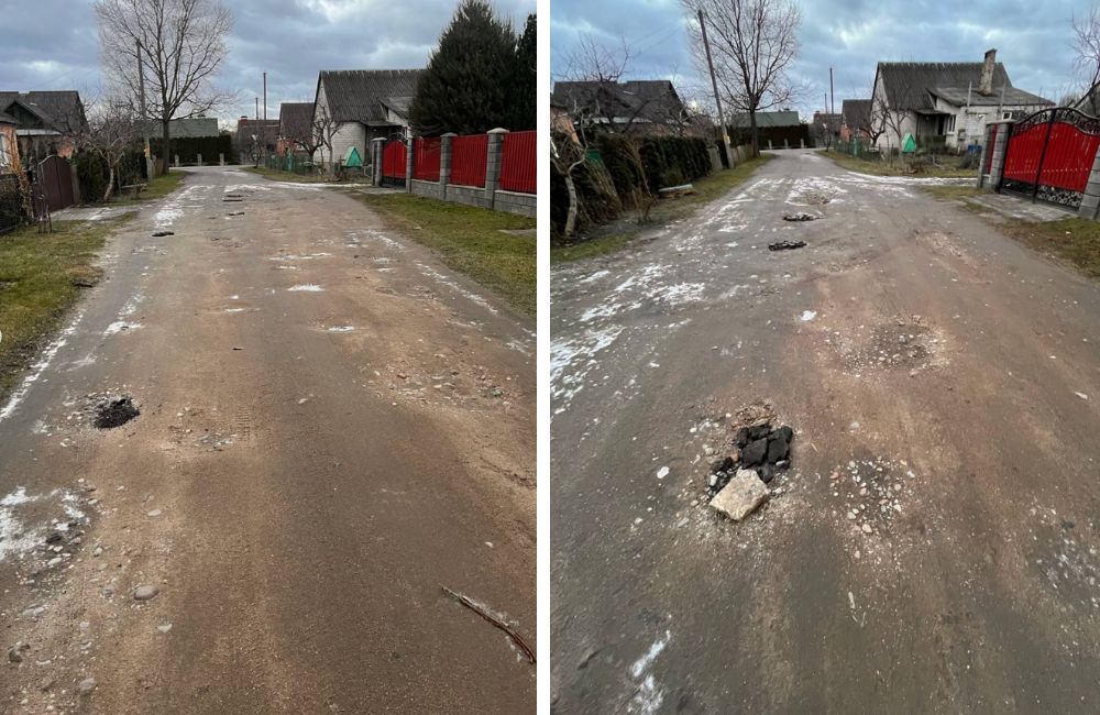 Дорога в Строительном переулке Кобрина.